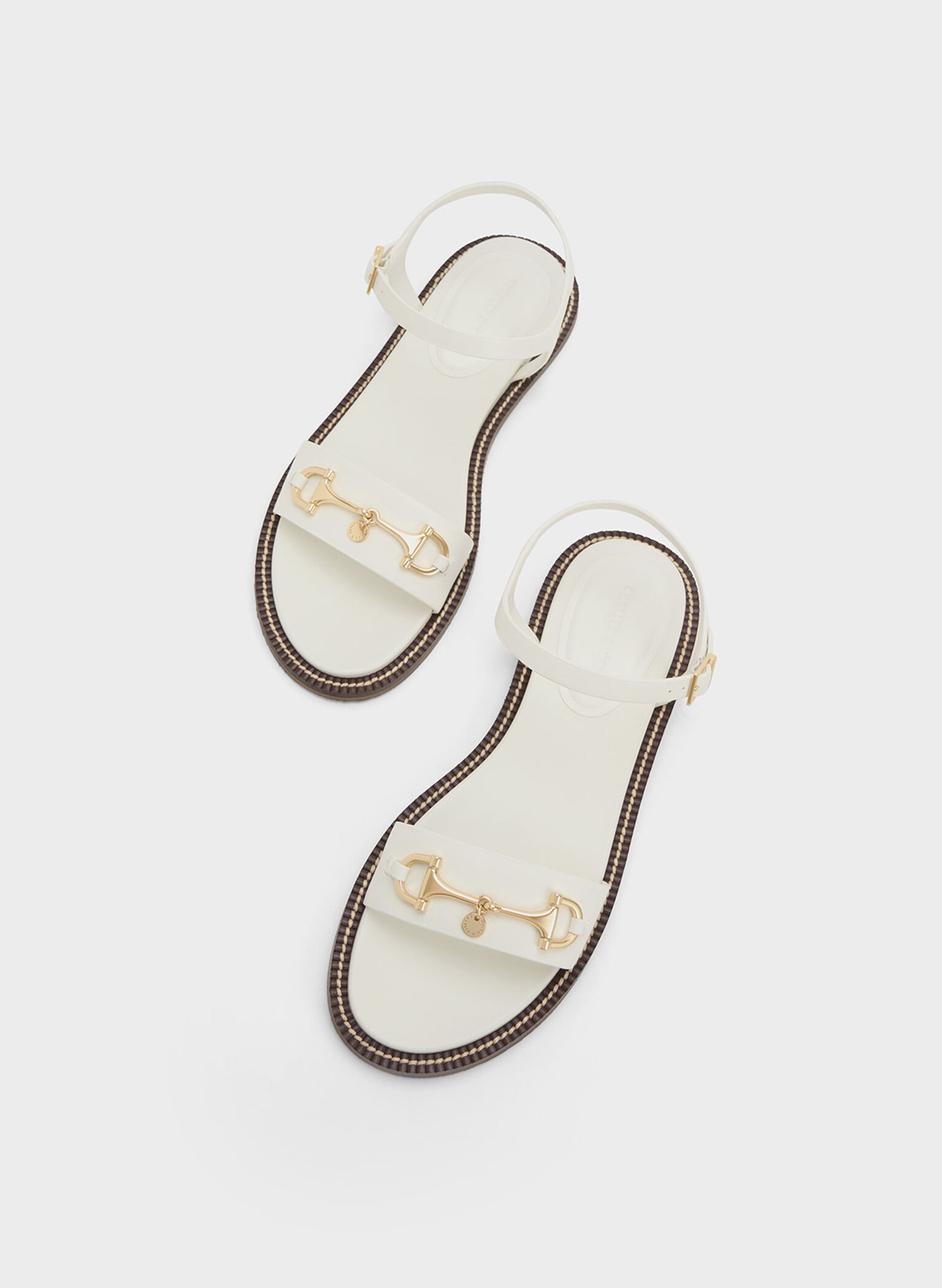 Horsebit Back Strap Sandals, White, hi-res