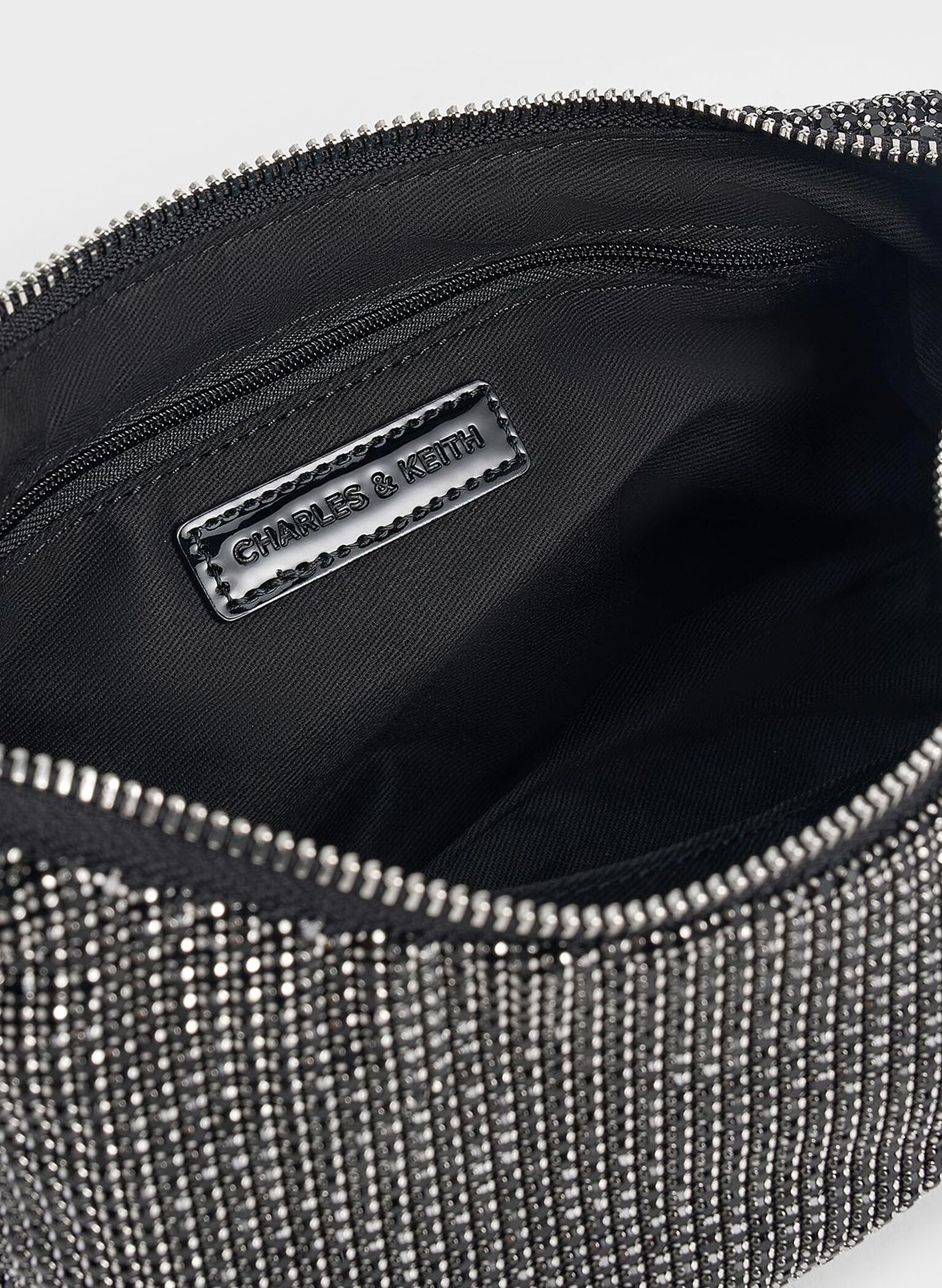 Patent Crystal-Embellished Two-Way Bag, Noir, hi-res