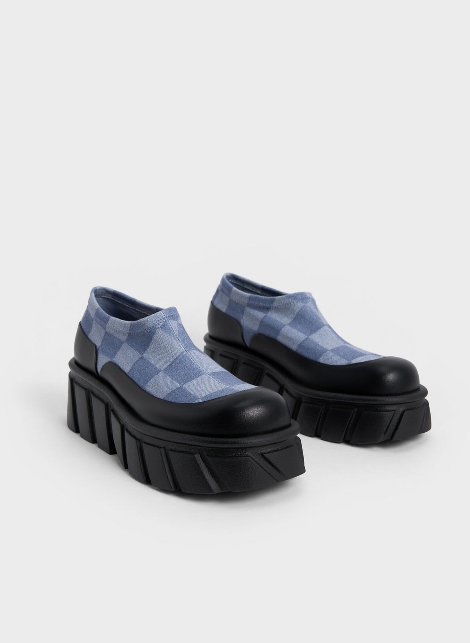 Aberdeen Checkered Denim Slip-On Sneakers, Multi, hi-res