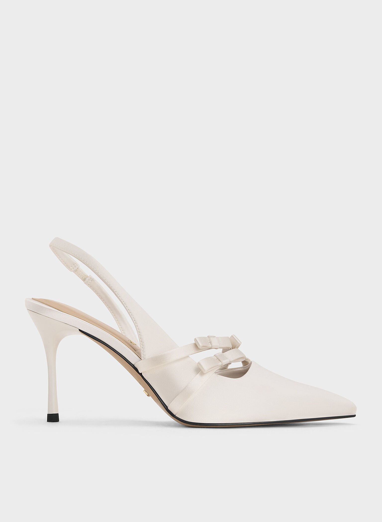 Jessy Recycled Polyester Bow Slingback Pumps, White, hi-res