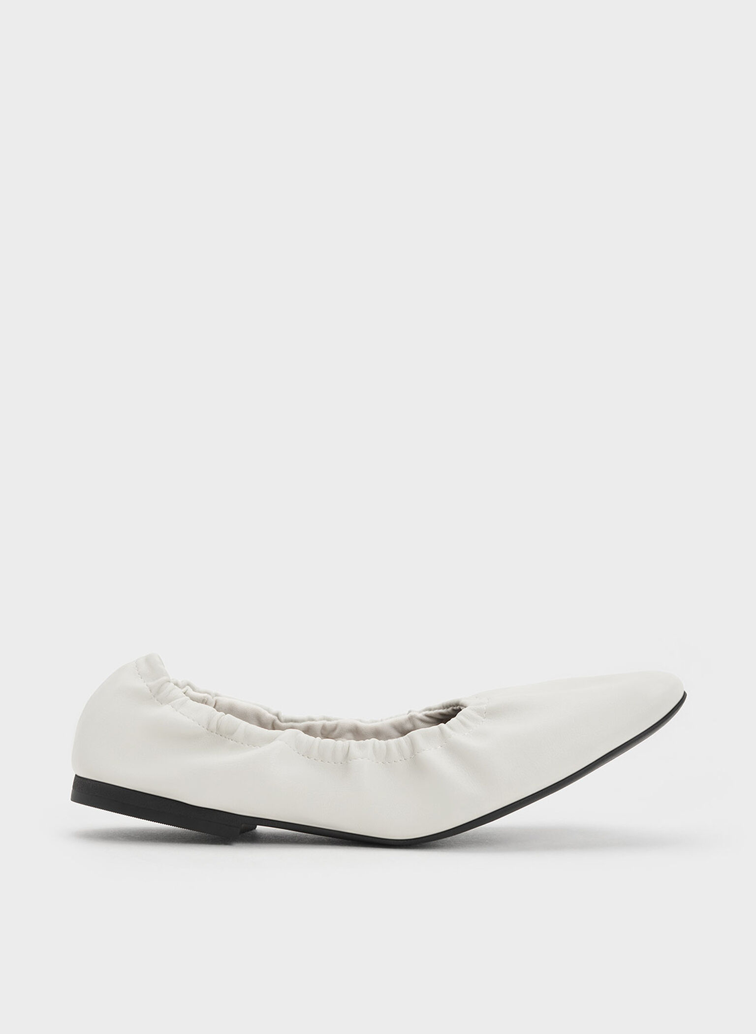 Ruched Ballerina Flats, Chalk, hi-res