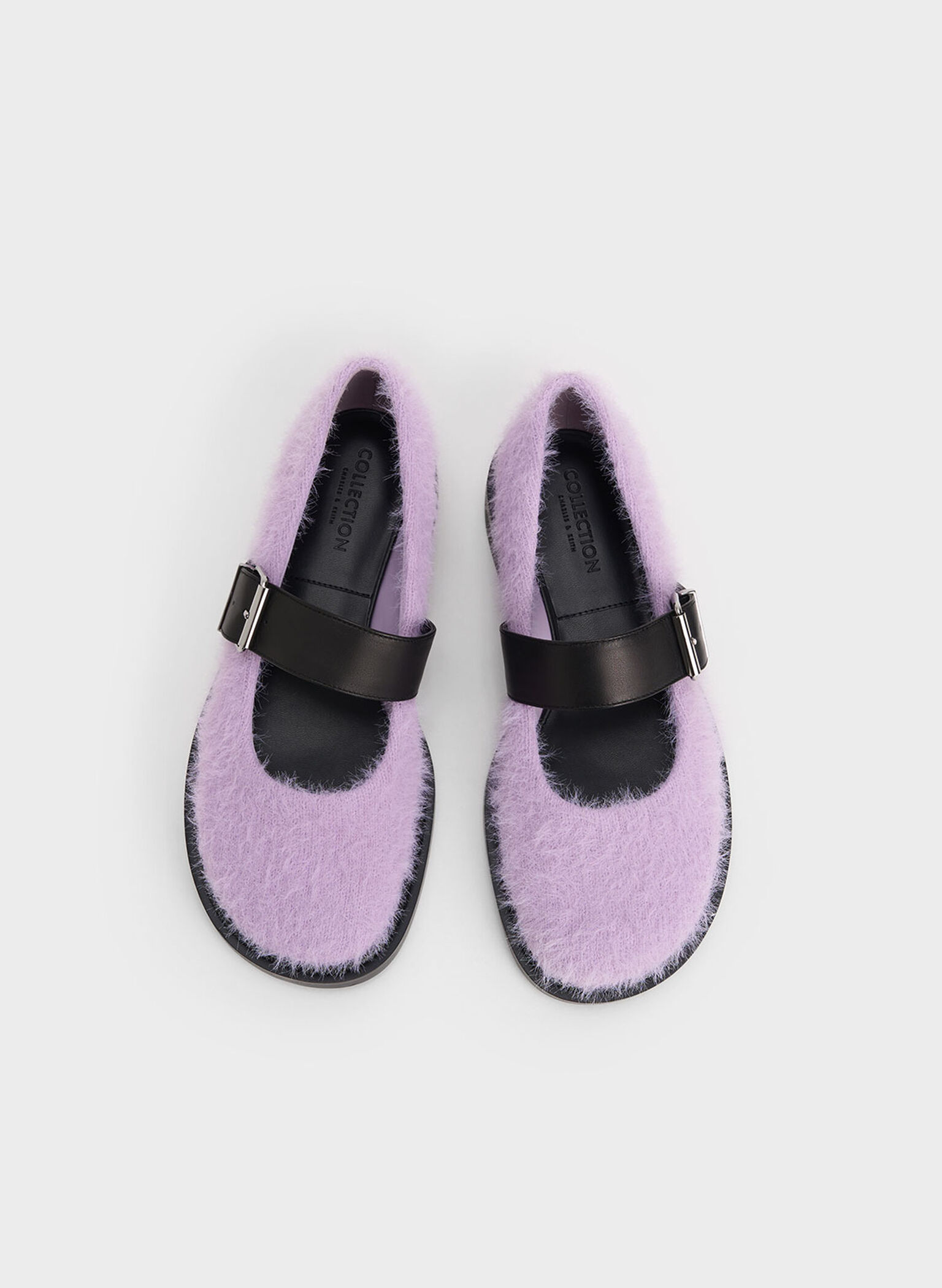 Leather Furry Mary Janes, Lilac, hi-res