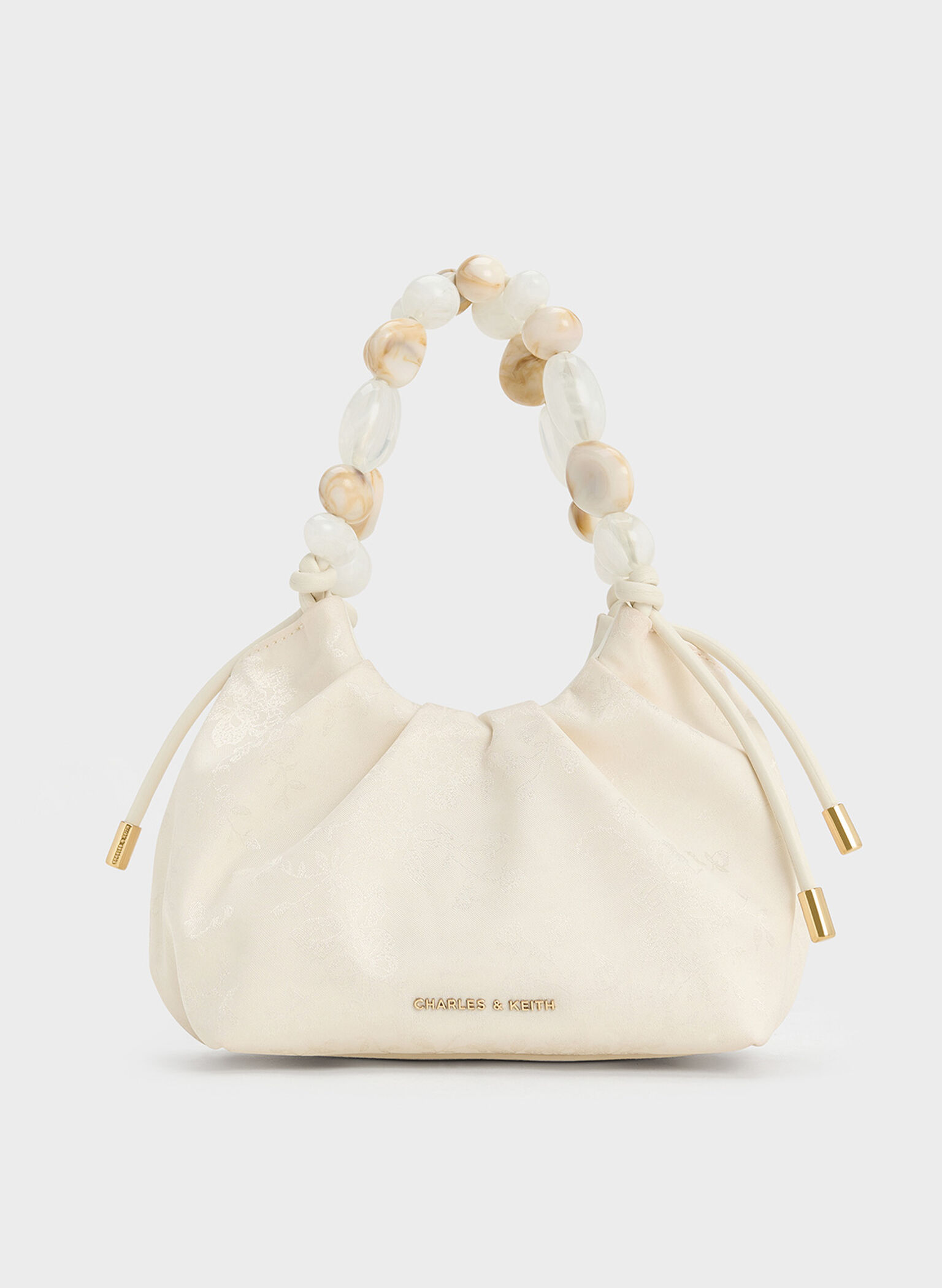 Aviary Jacquard Beaded-Handle Bag, Cream, hi-res