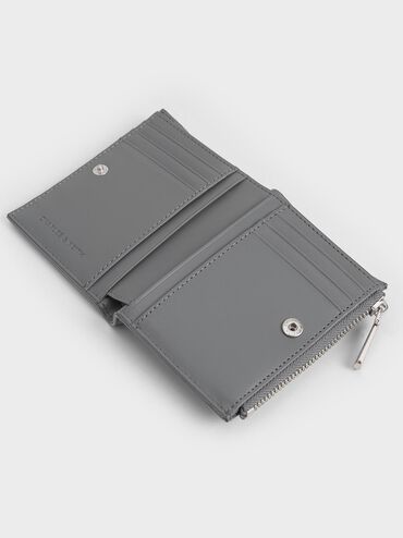 Donna Crinkle-Effect Panelled Top-Zip Wallet, Grey, hi-res