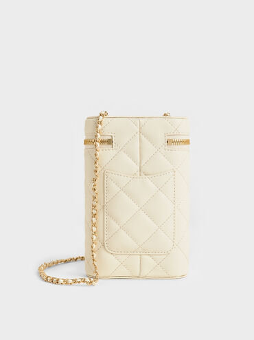 Mini Apfra Quilted Elongated Bag, Cream, hi-res