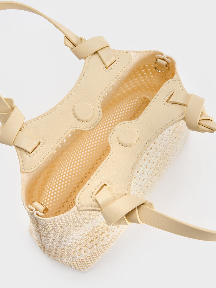 Ida Checkered Knotted Handle Tote Bag, Butter Yellow, hi-res