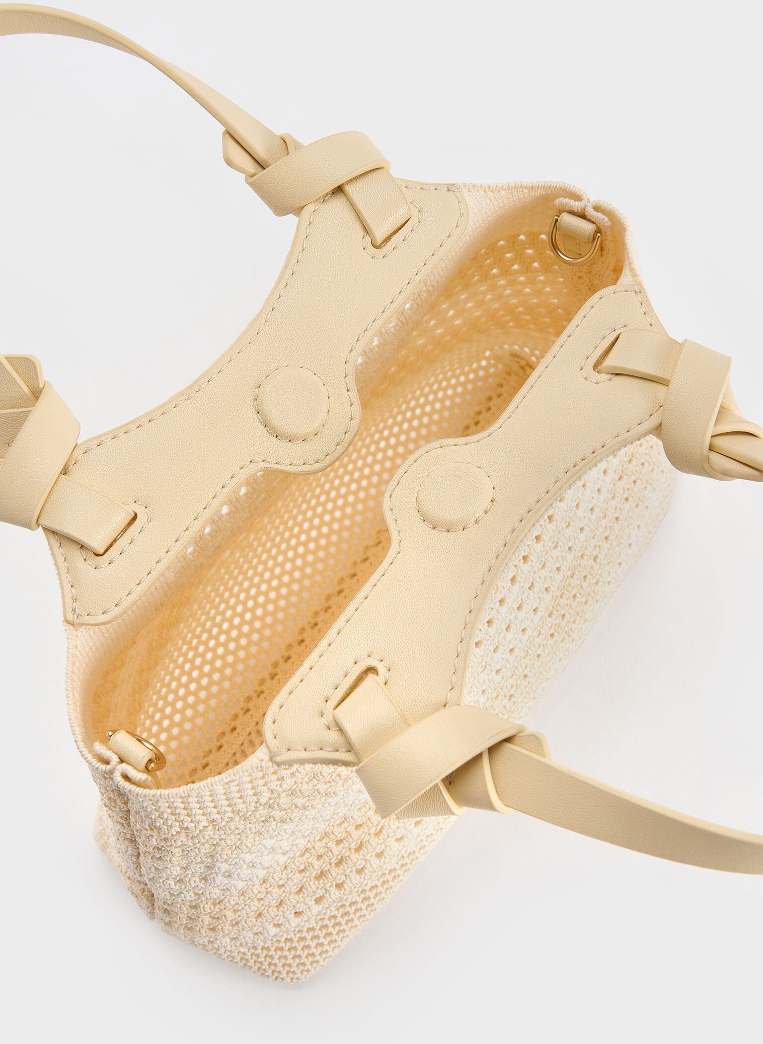 Ida Checkered Knotted Handle Tote Bag, Butter Yellow, hi-res