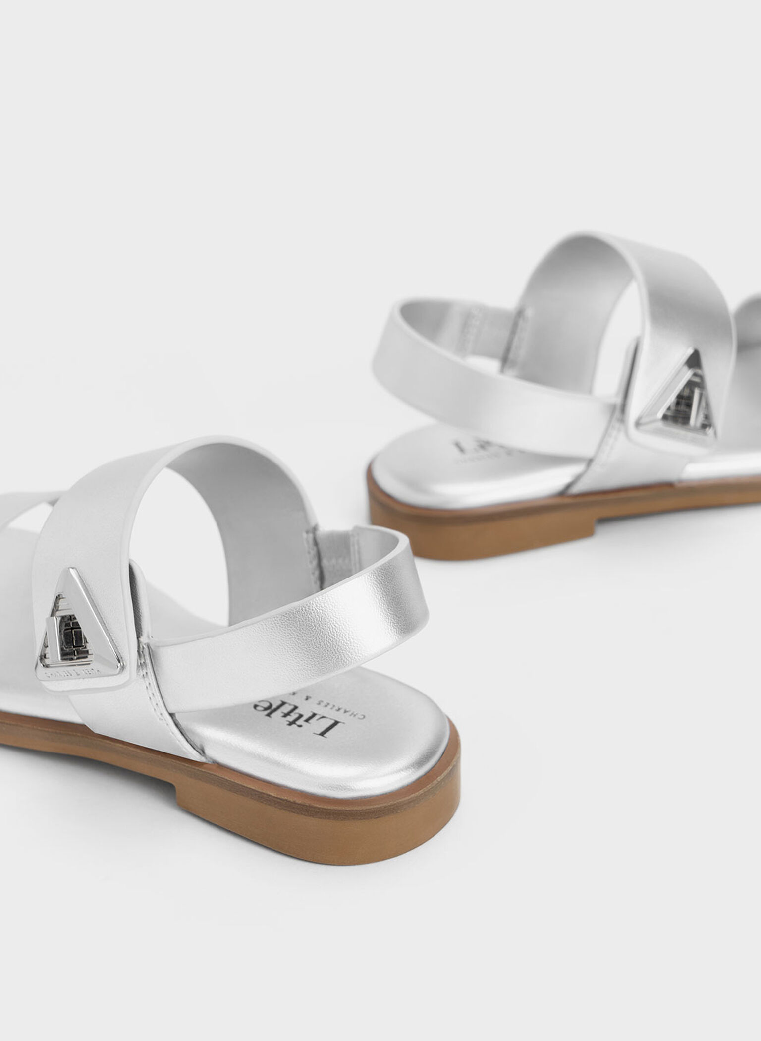 Girls' Trice Metallic Accent Sandals, Silver, hi-res
