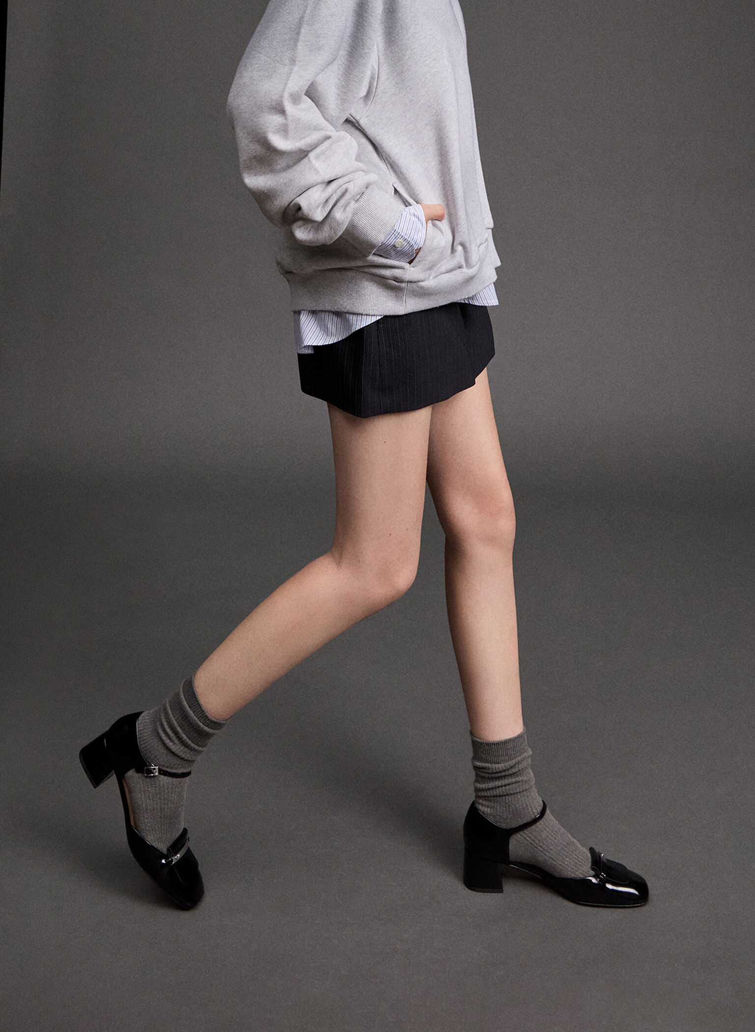 Leather Square-Toe D'Orsay Ankle-Strap Pumps, Black Box, hi-res