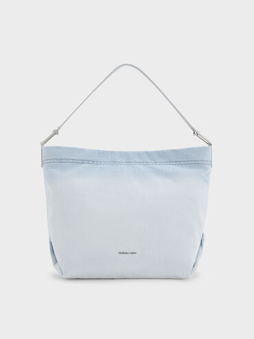 Sianna Denim Slouchy Hobo Bag, Light Washed Denim, hi-res