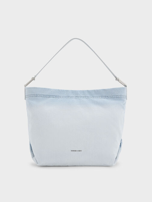Sianna Denim Slouchy Hobo Bag, Light Washed Denim, hi-res