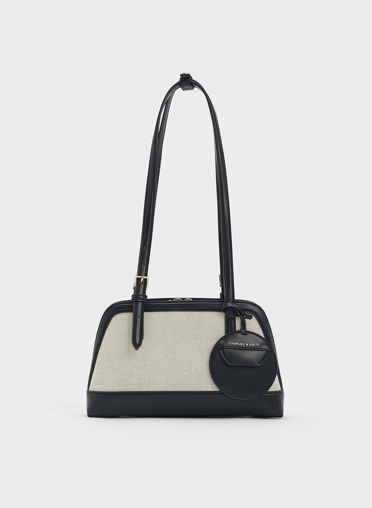 Enola Canvas Two-Tone Elongated-Handle Bag, Black, hi-res