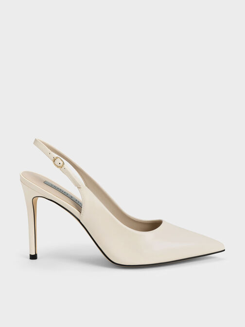 Stiletto Heel Slingback Pumps, Chalk, hi-res