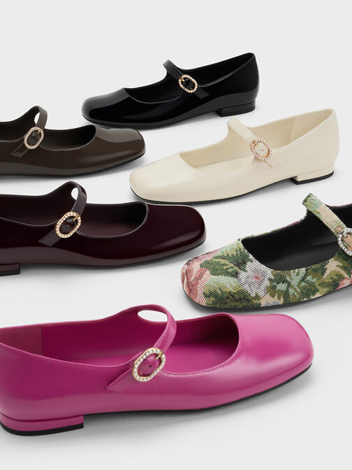 Pearl-Buckle Mary Janes, Cream, hi-res