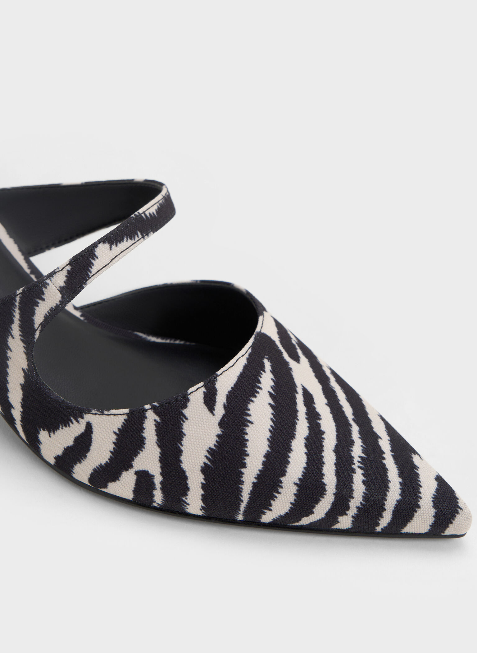 Vada Zebra-Print Asymmetric Sculptural Heel Pumps, Animal Print White, hi-res