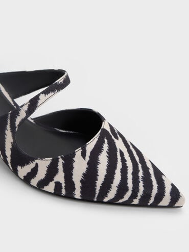 Vada Zebra-Print Asymmetric Sculptural Heel Pumps, Animal Print White, hi-res