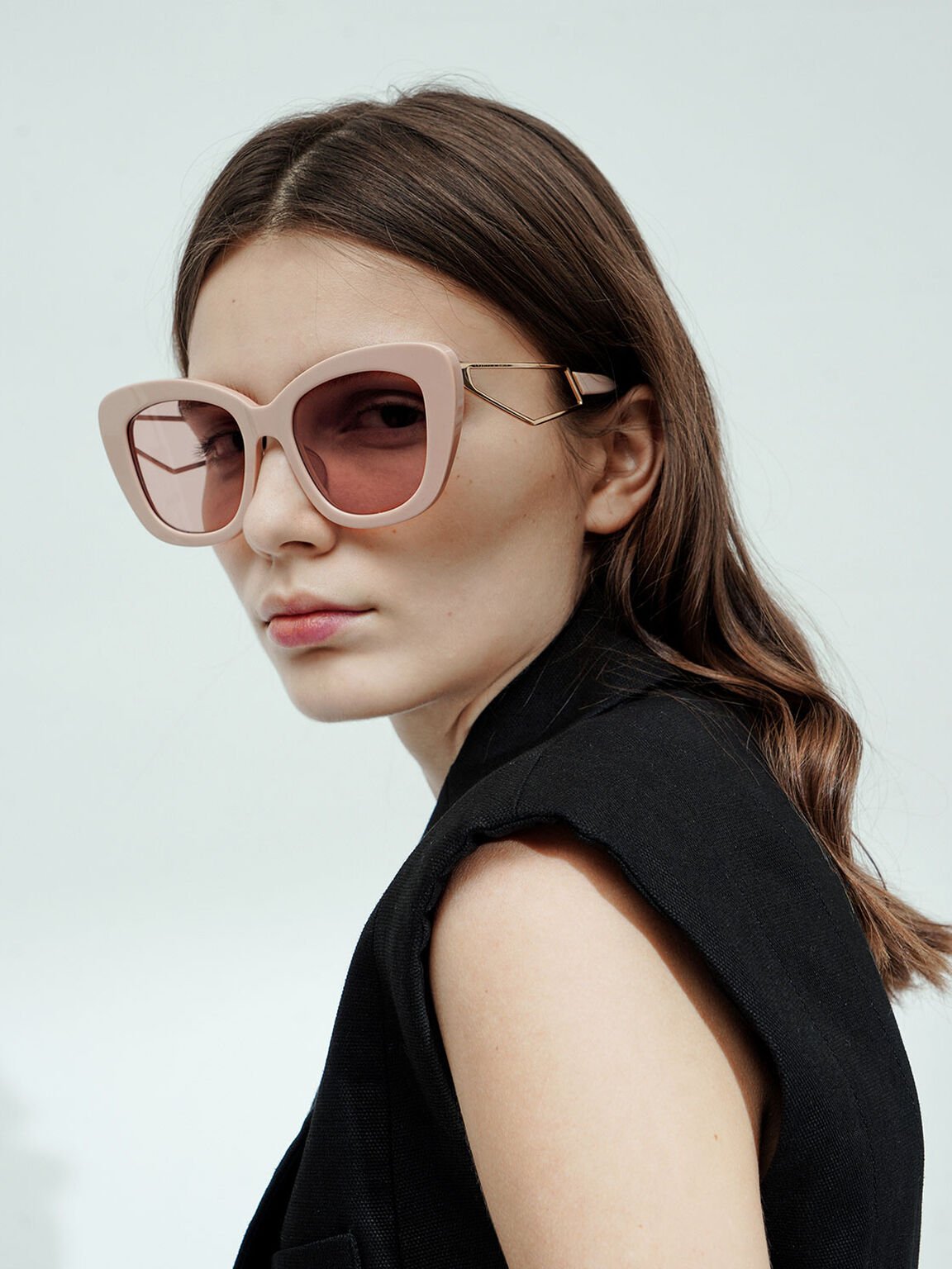 Acetate Butterfly Sunglasses, Pink, hi-res