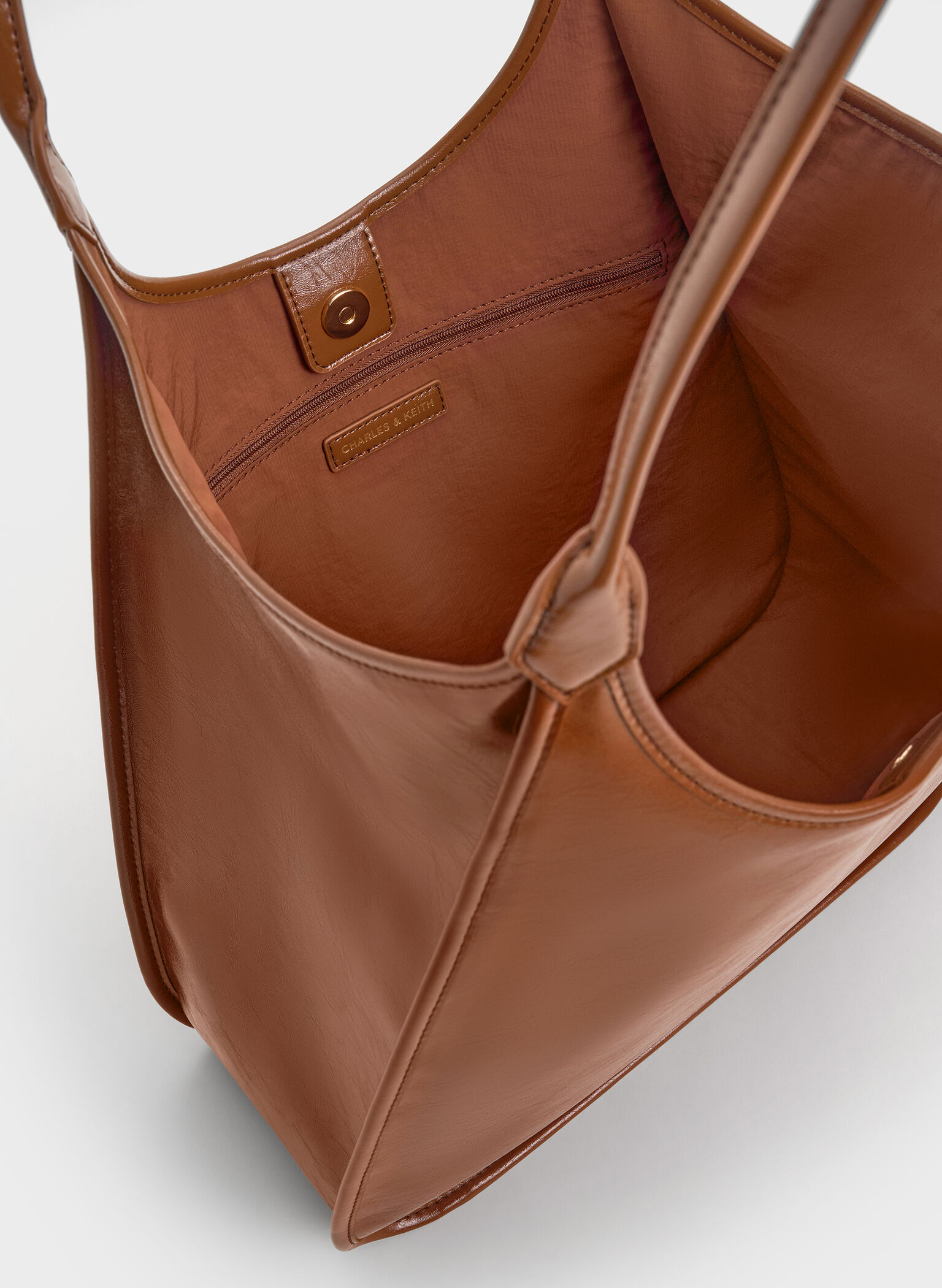 Sianna Crinkle-Effect Slouchy Tote Bag, Chocolate, hi-res
