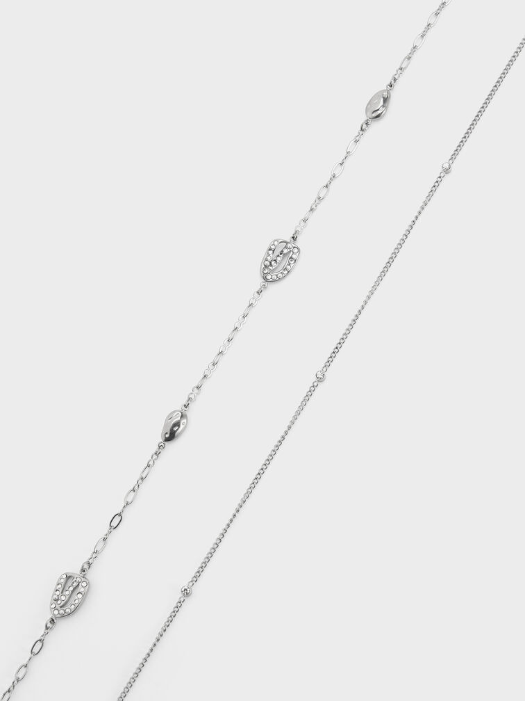 Aine Crystal Double-Chain Necklace, Silver, hi-res