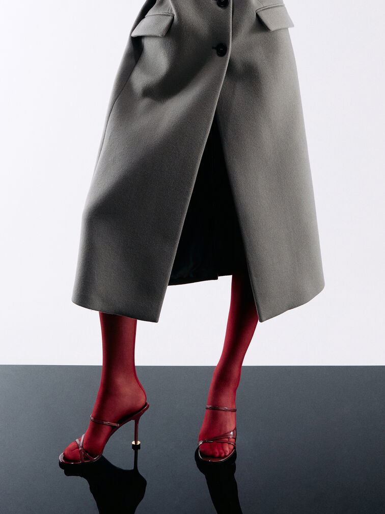 Patent Crossover Sculptural-Heel Strappy Mules, Red, hi-res
