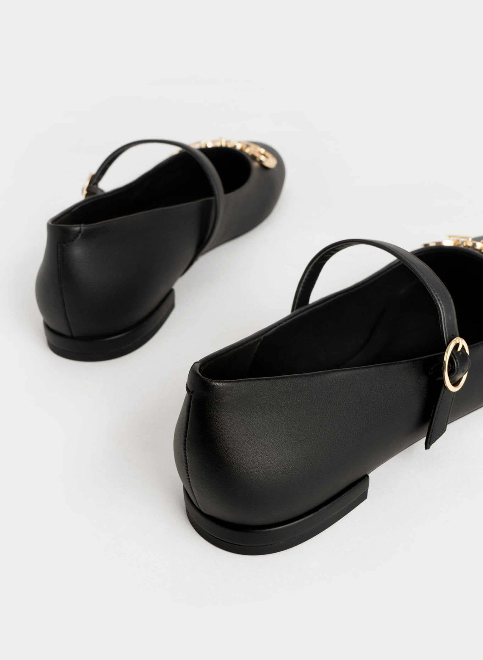 Circle Chain-Link Mary Janes, Black, hi-res