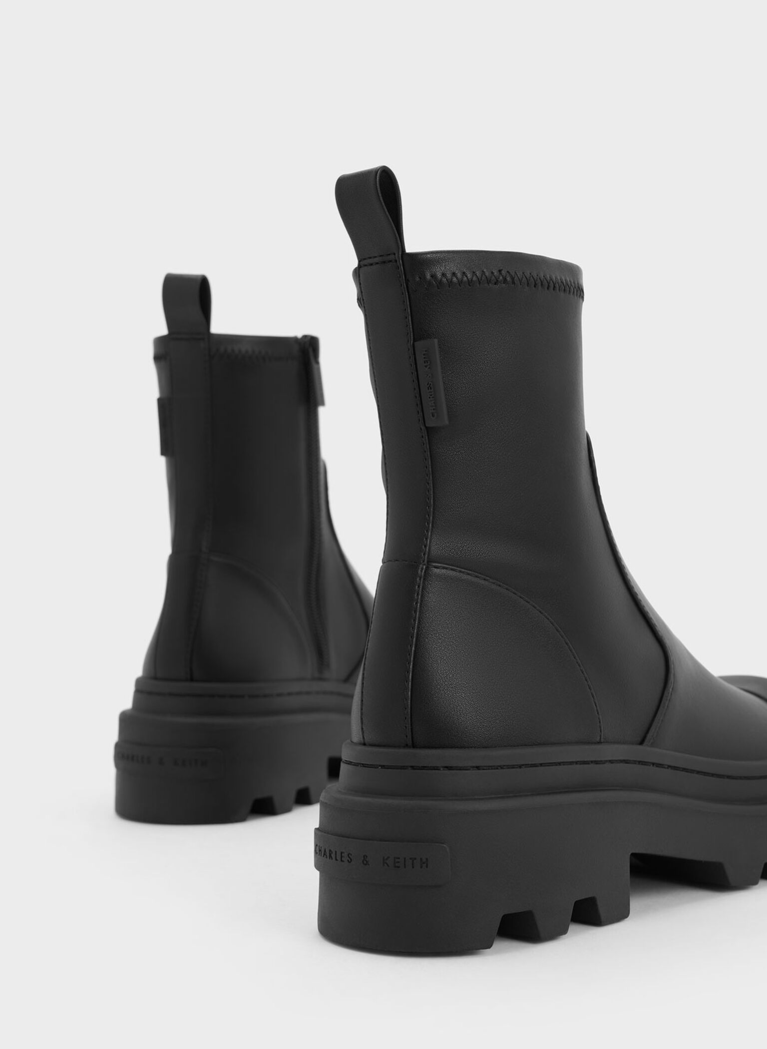 Indra Chunky Ridged-Sole Ankle Boots, Black, hi-res