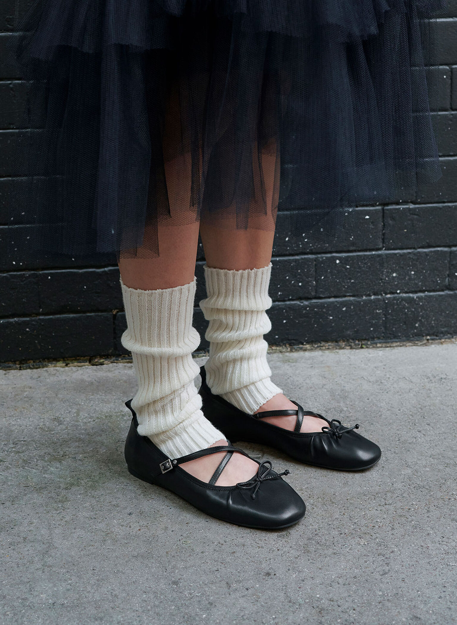 Crossover-Strap Mary Jane Flats, Black, hi-res