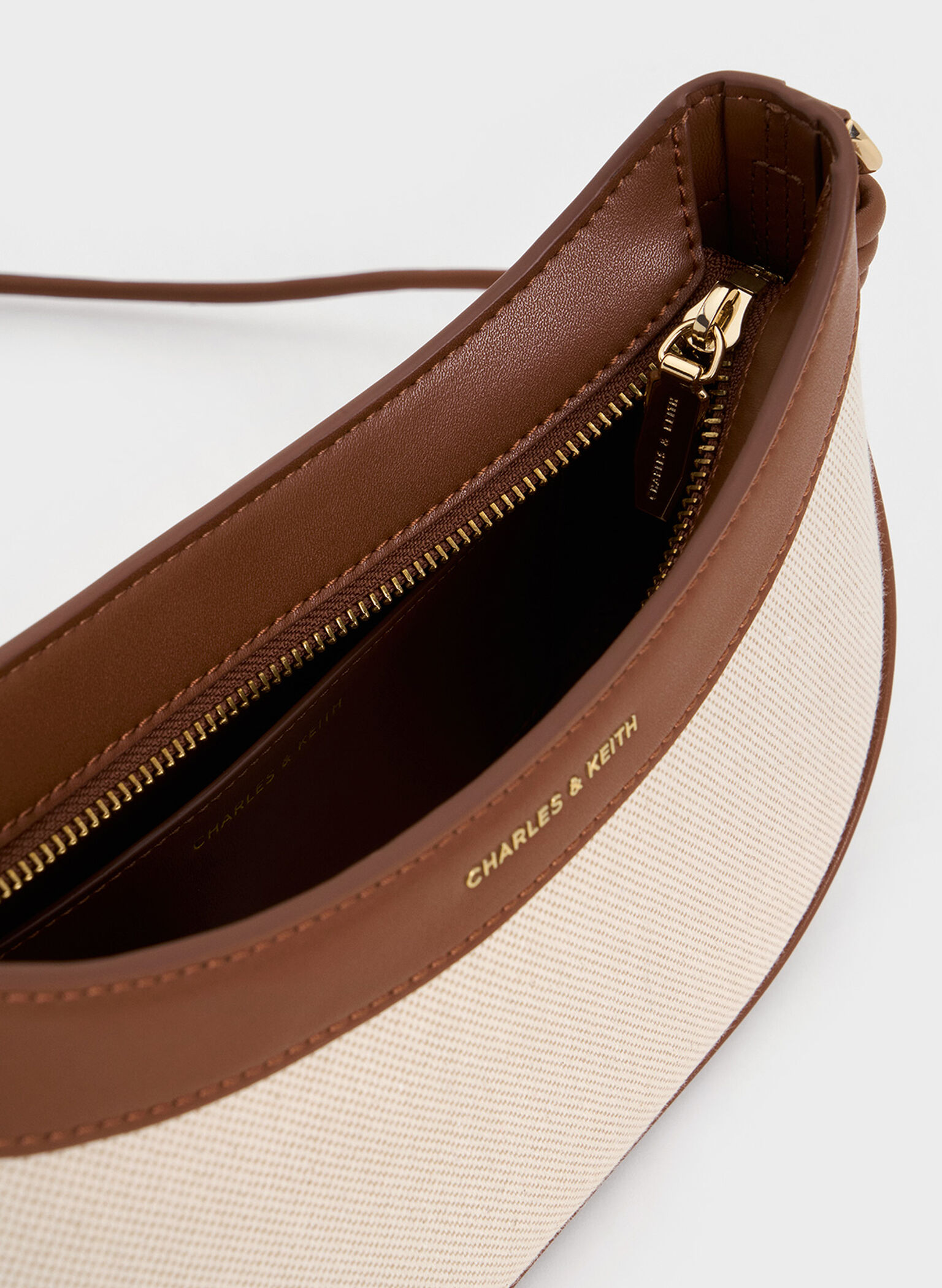Sabine Canvas Knotted-Strap Curved Shoulder Bag, Chocolate, hi-res