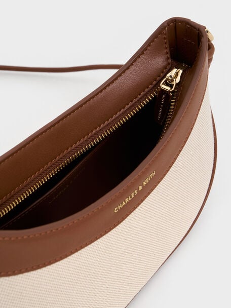 Sabine Canvas Knotted-Strap Curved Shoulder Bag, Chocolate, hi-res