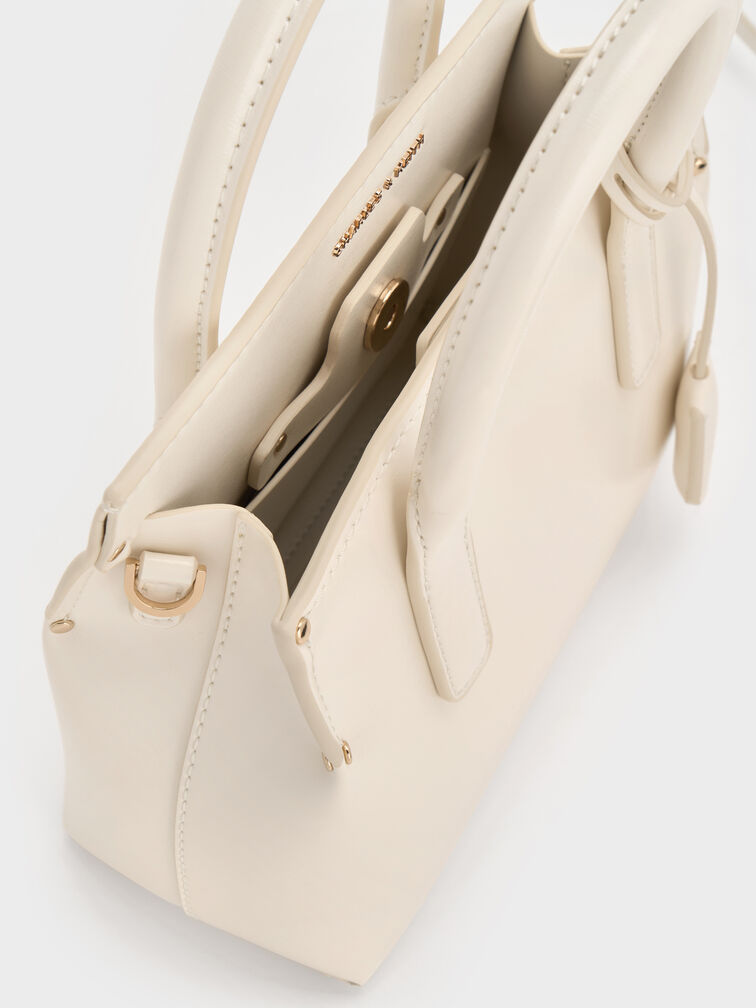 Rene Structured Top Handle Bag, Cream, hi-res