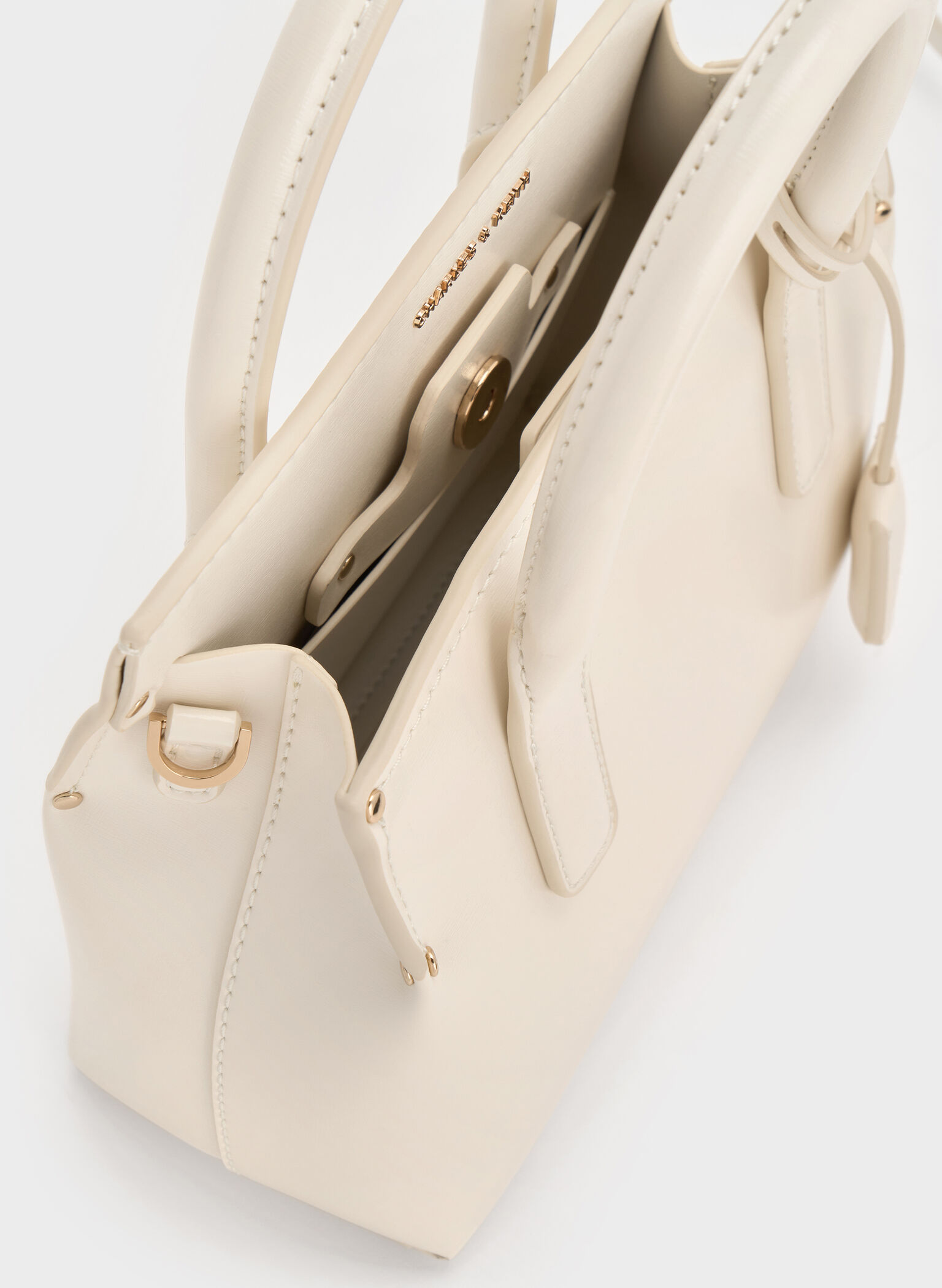 Rene Structured Top Handle Bag, Cream, hi-res