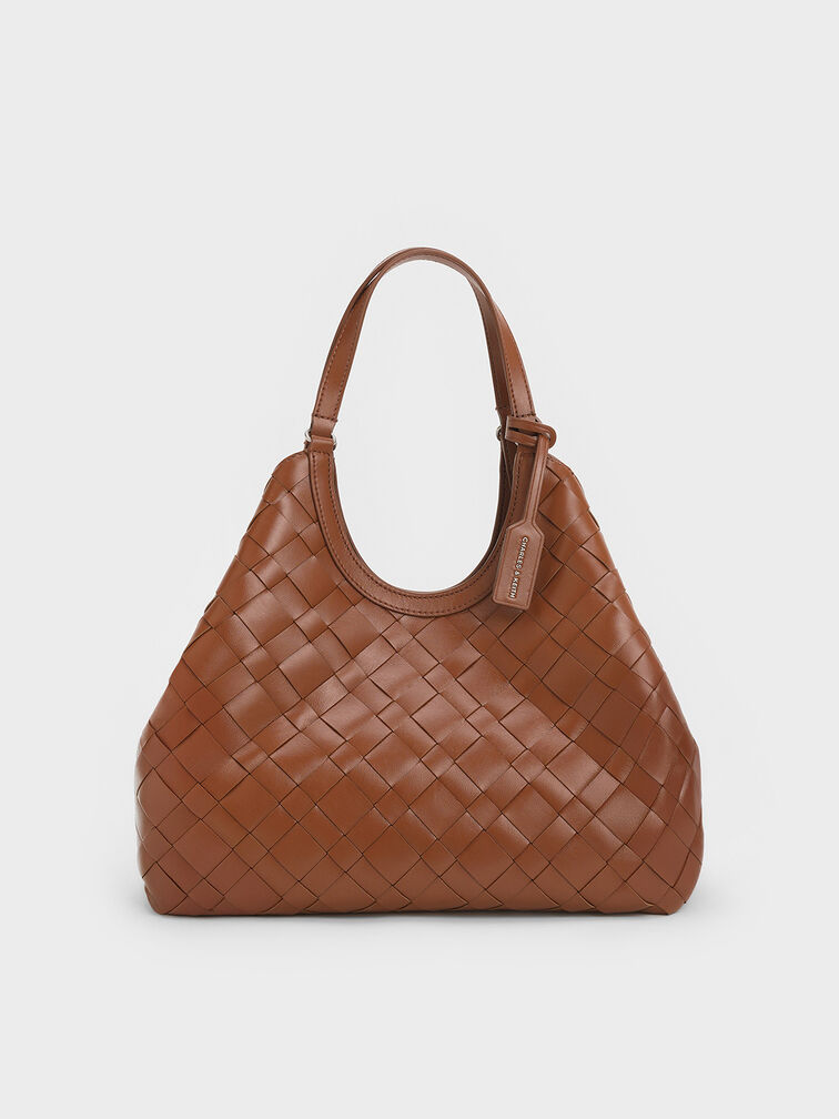 Ivette Woven Tote Bag, Chocolate, hi-res