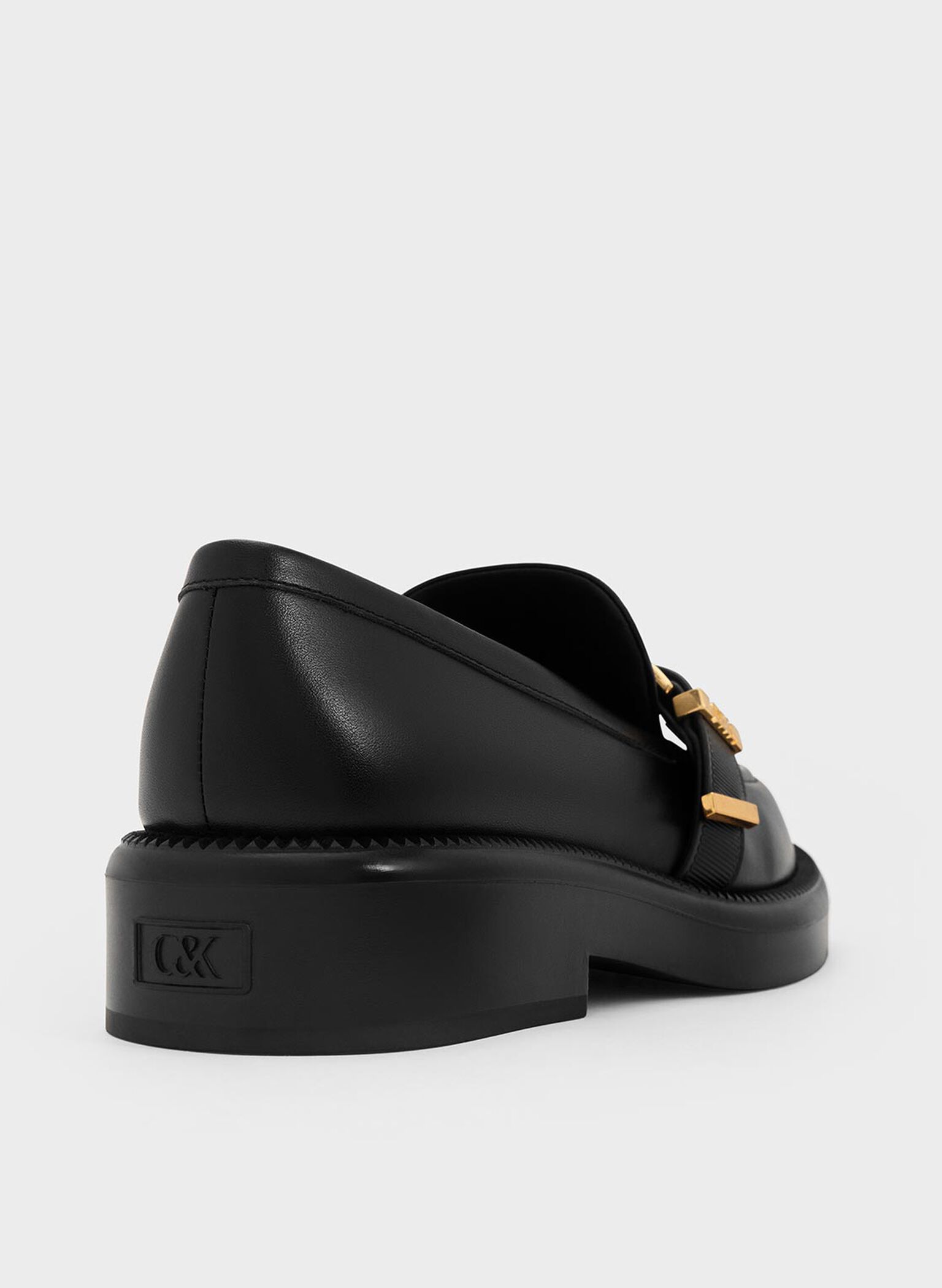 Leather Buckled-Strap Loafers, Black, hi-res