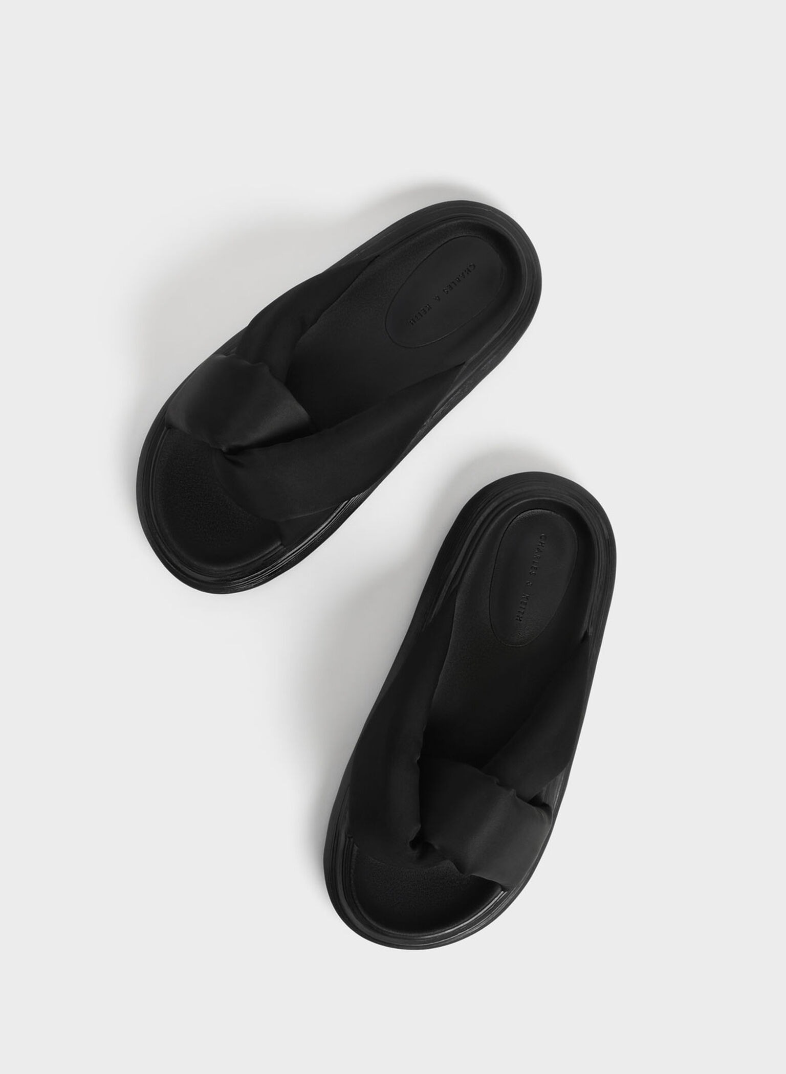 Odessa Nylon Round-Toe Slide Sandals, Black, hi-res