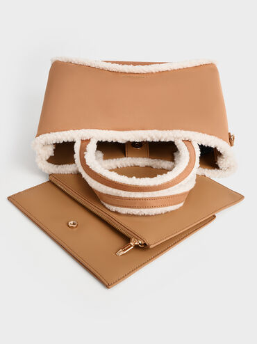 Sybill Faux Suede Fur-Trim Tote Bag, Multi, hi-res