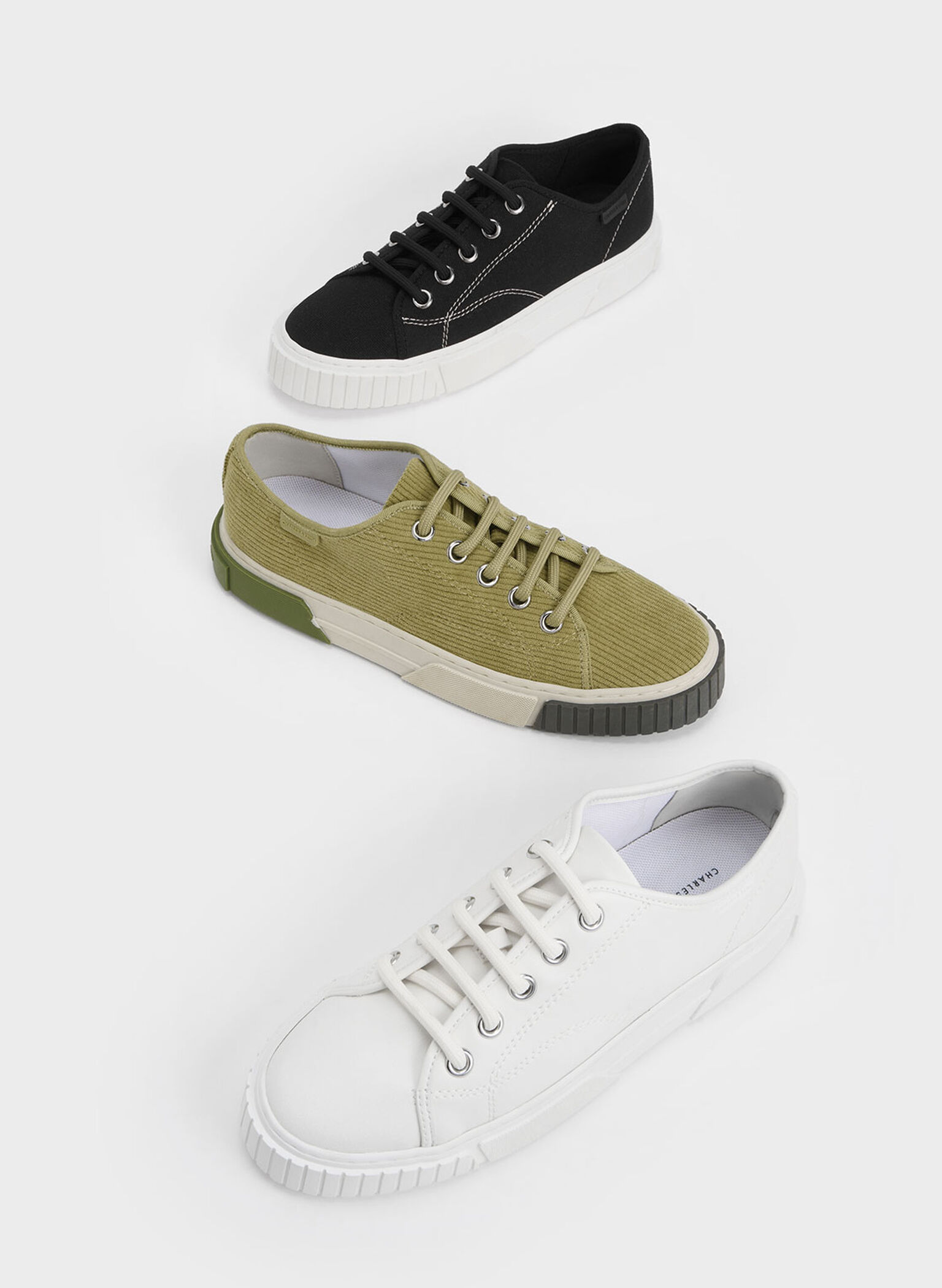 Panelled Low-Top Sneakers, White, hi-res