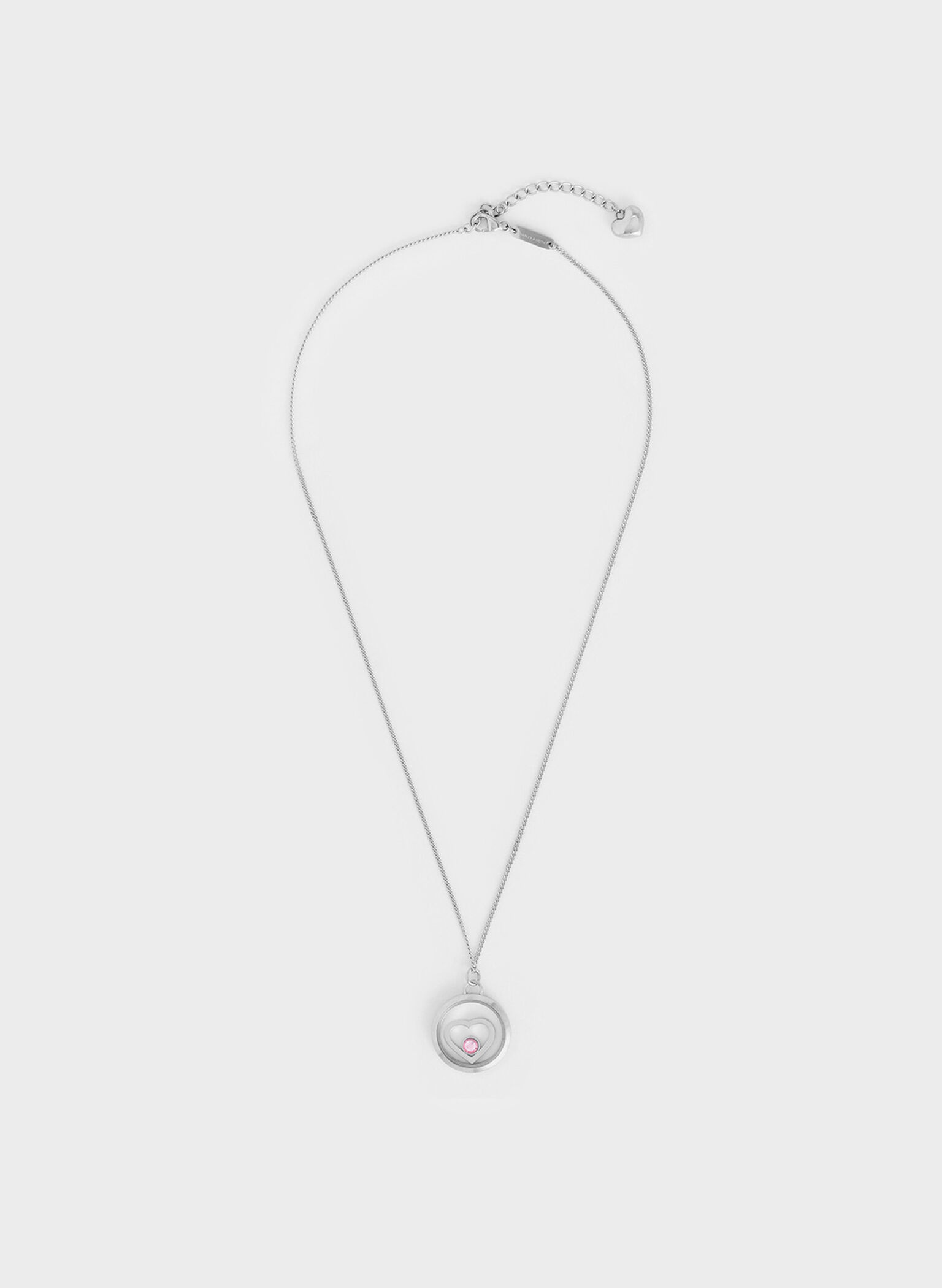 Malorie Crystal Heart Necklace, Silver, hi-res