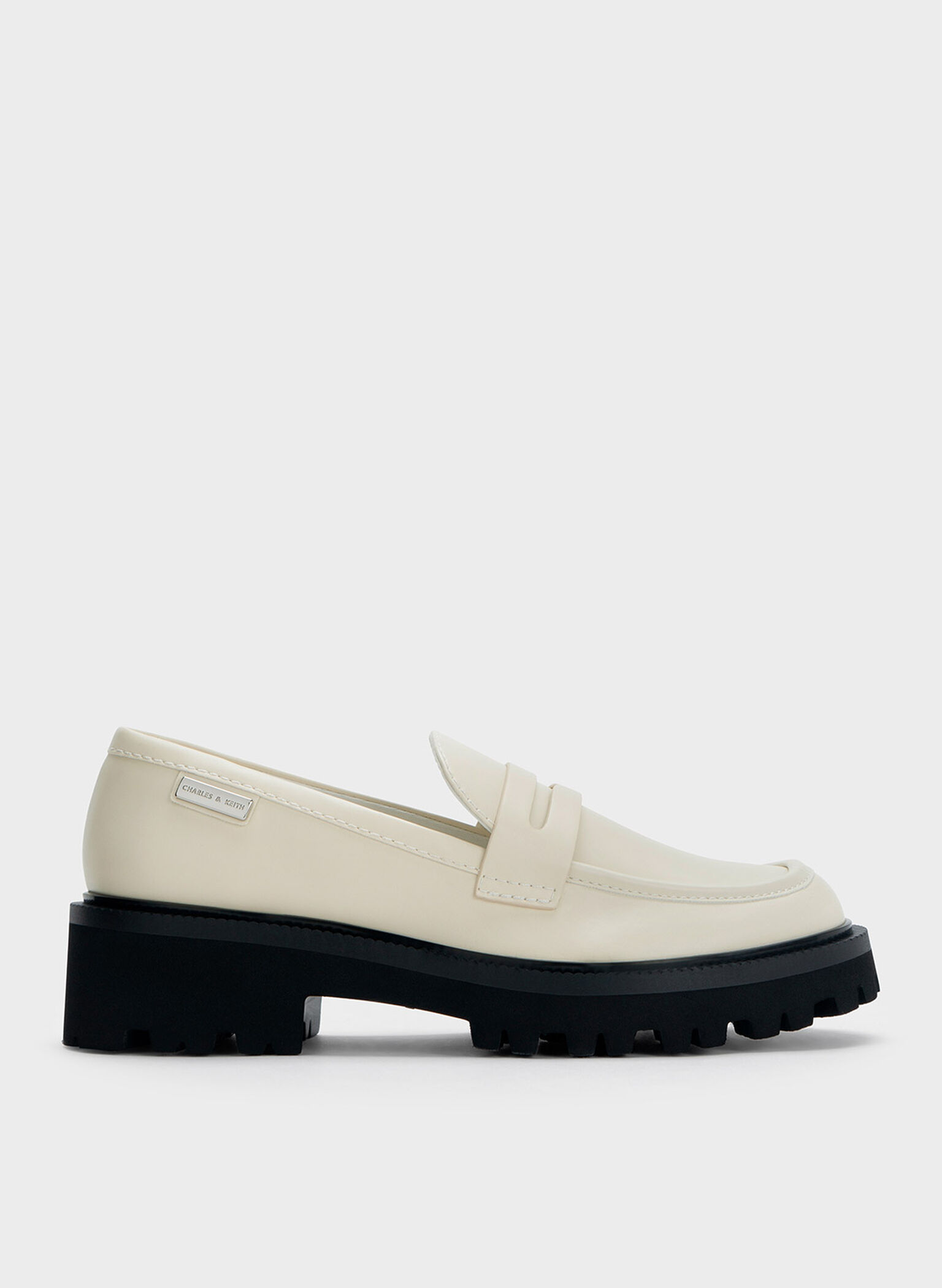 Remy Covered Ridge-Sole Loafers, Chalk, hi-res