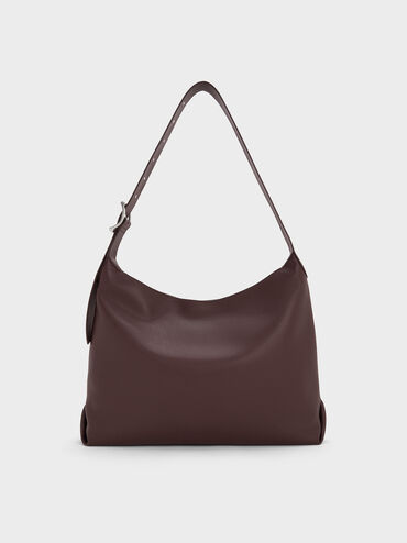 Gwynne Buckle-Strap Hobo Bag, Plum, hi-res