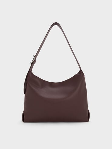Gwynne Buckle-Strap Hobo Bag, Plum, hi-res