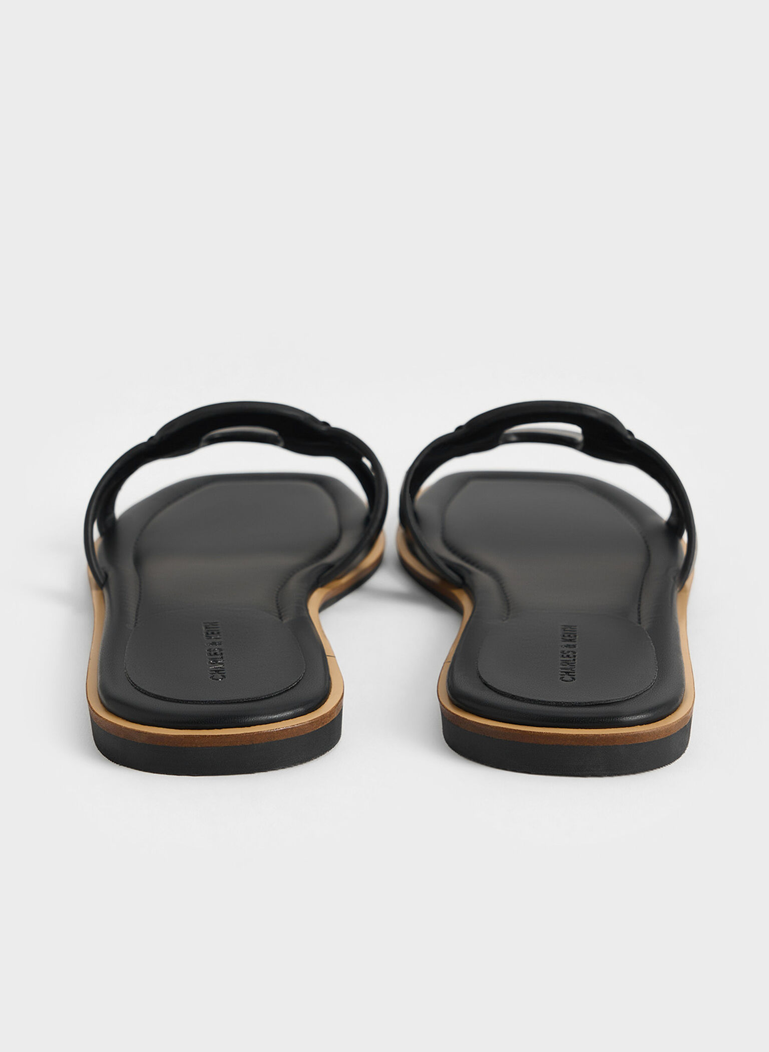 Easley Cut-Out Slide Sandals, Black, hi-res
