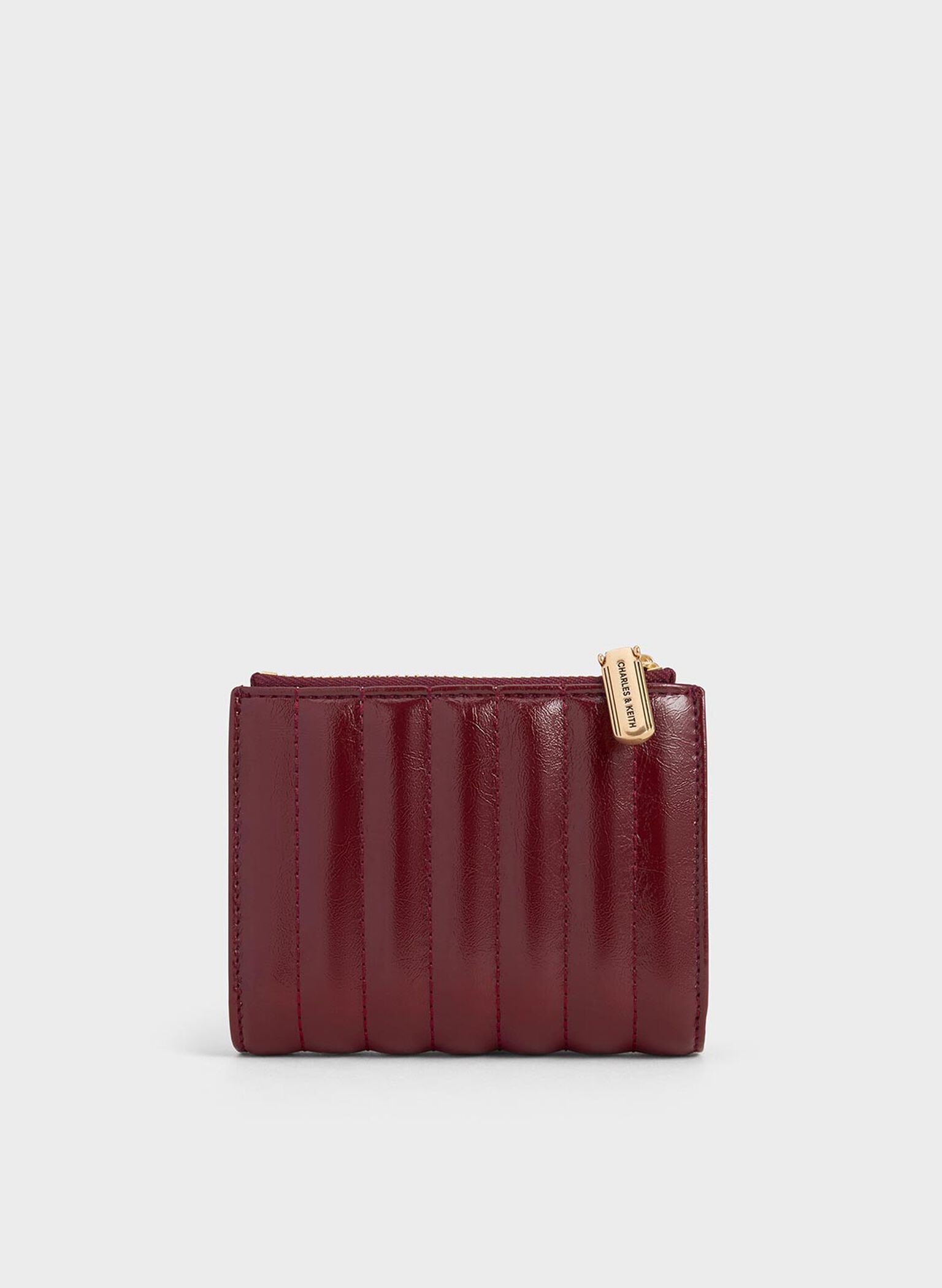 Donna Crinkle-Effect Panelled Top-Zip Wallet, Burgundy, hi-res