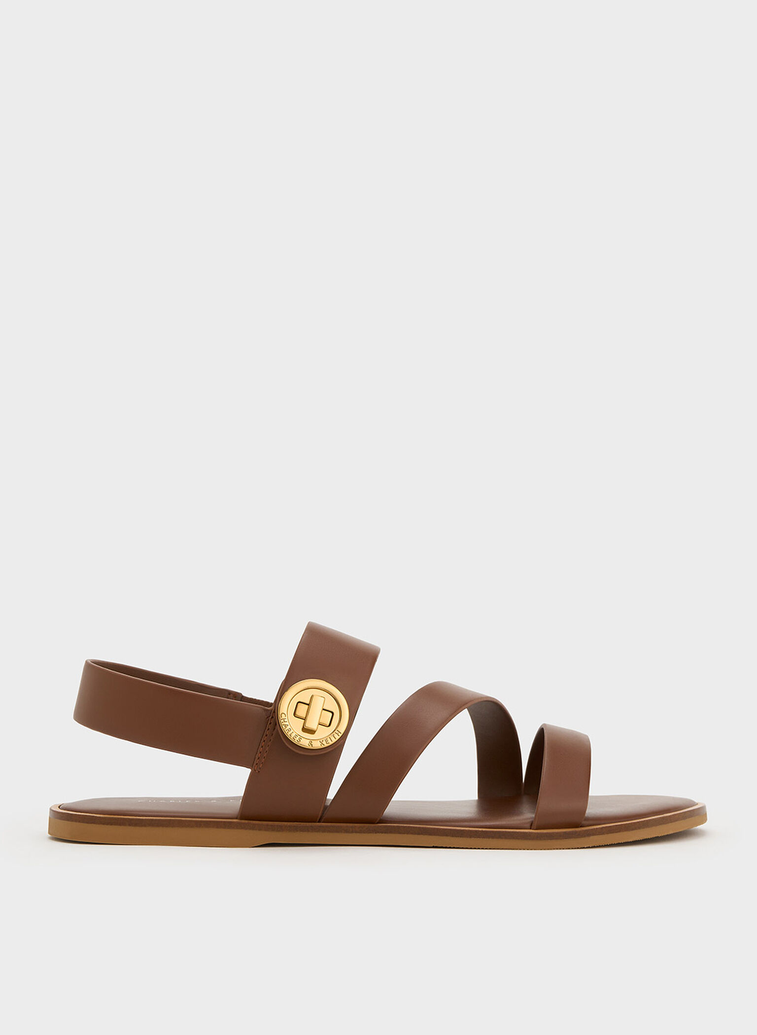 Yara Turn Lock Strappy Sandals, Dark Brown, hi-res