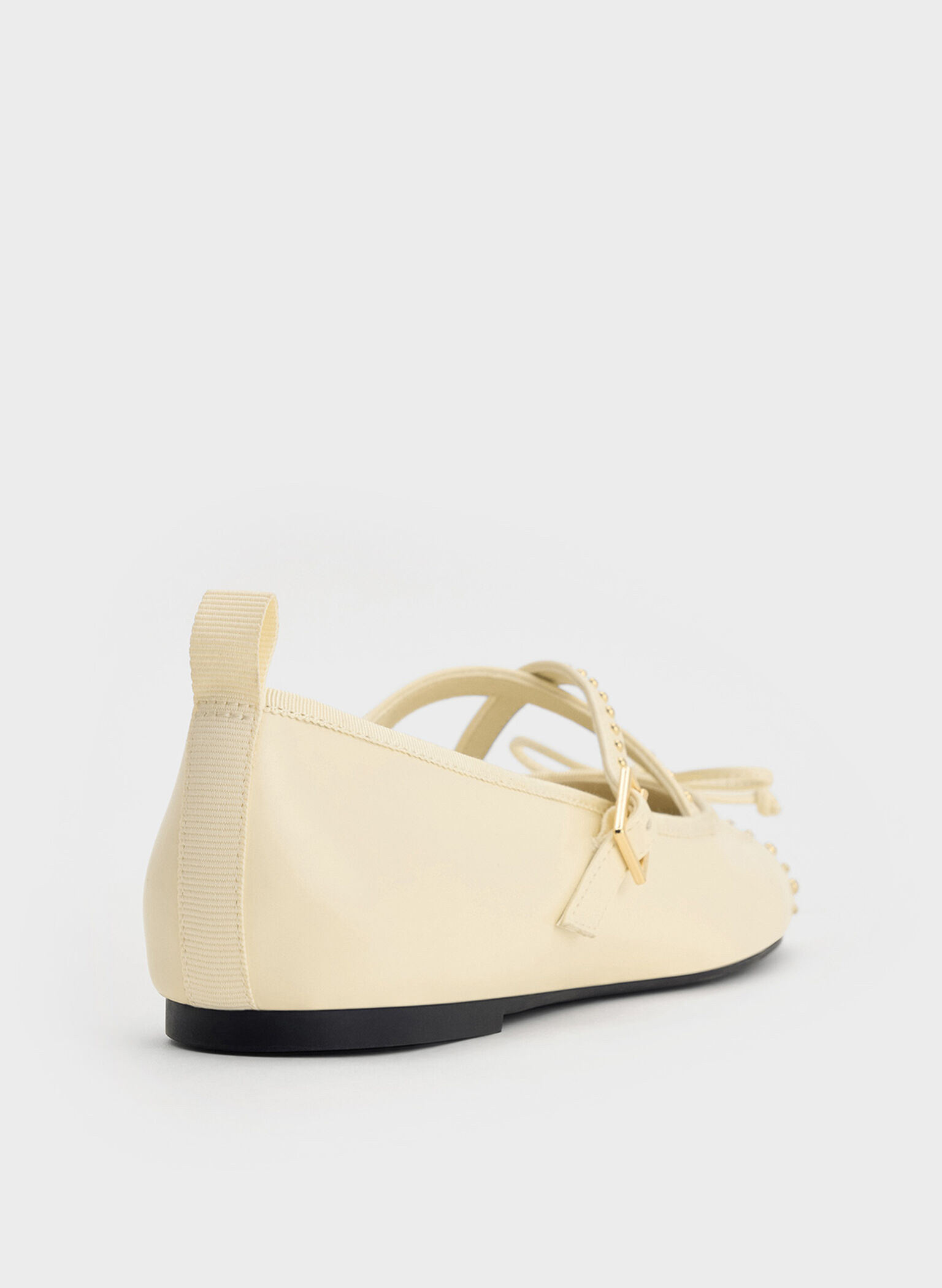 Studded Crossover-Strap Mary Jane Flats, Chalk, hi-res