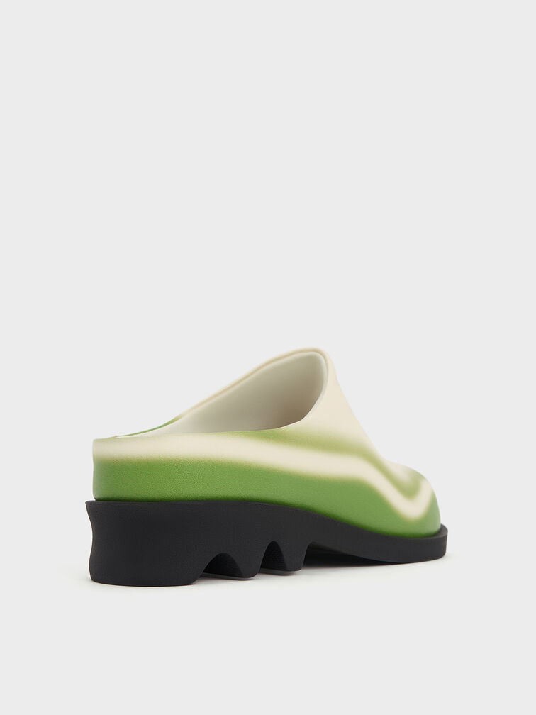 Gradient Wave Slip-On Mules, Green, hi-res