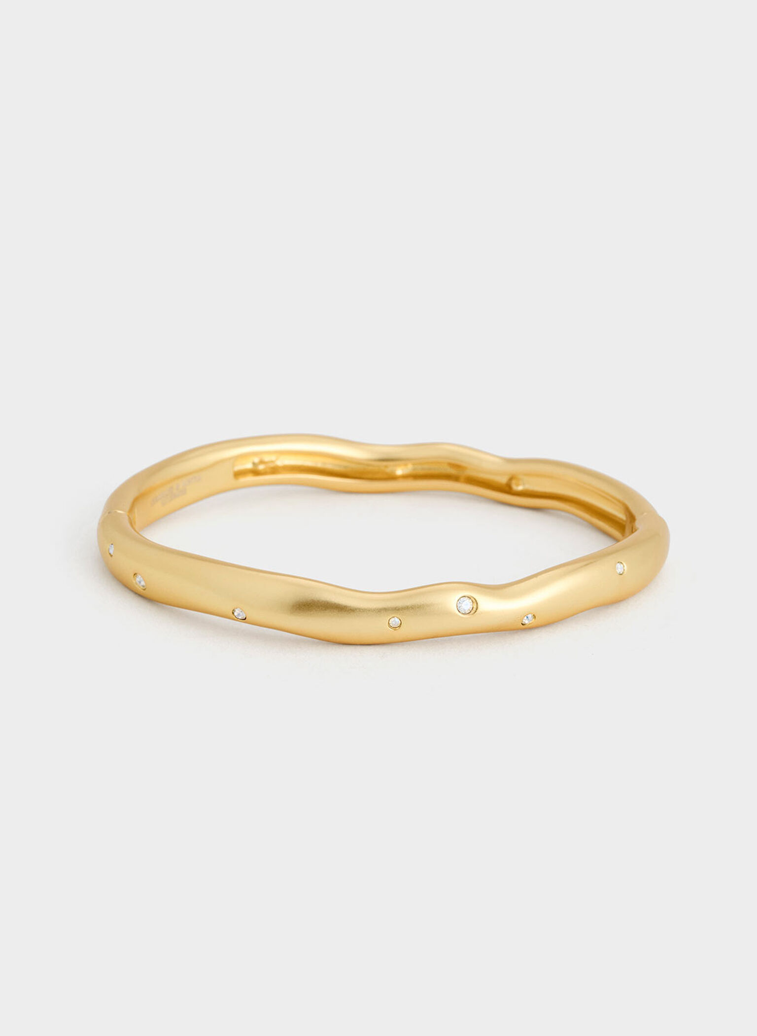 Ottilie Crystal Sculptural Bangle, Brush Gold, hi-res