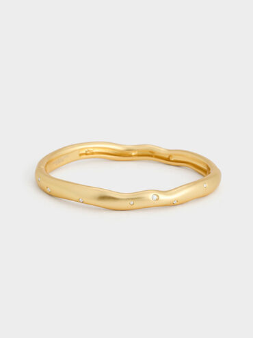 Ottilie Crystal Sculptural Bangle, Brush Gold, hi-res