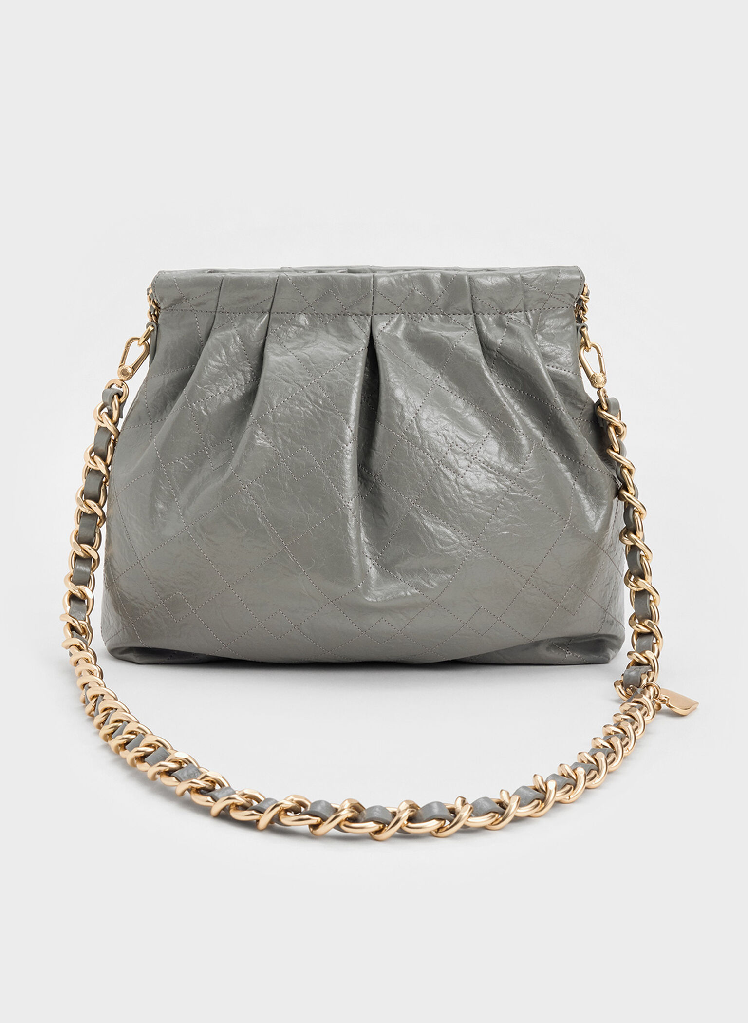 Duo Double Chain Hobo Bag, Grey, hi-res