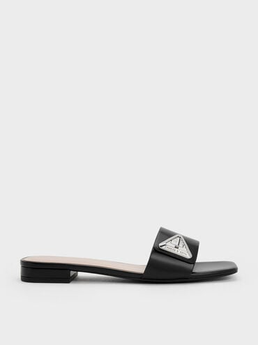 Trice Metallic Accent Slide Sandals, Black, hi-res