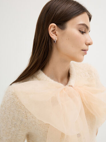 Malorie Crystal Heart Hoop Earrings, Silver, hi-res